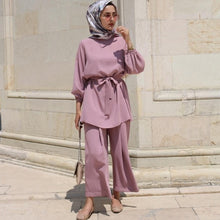 Load image into Gallery viewer, 2 Pieces muslim suits Hijab Muslim sets female Kaftan Islamic Clothing Grote Maten Dames Kleding Ensemble Femme Musulmane F1693
