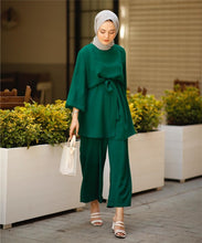 Load image into Gallery viewer, 2 Pieces muslim suits Hijab Muslim sets female Kaftan Islamic Clothing Grote Maten Dames Kleding Ensemble Femme Musulmane F1693
