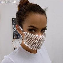 Load image into Gallery viewer, Fashion Pearl Masks Party Show Costume Performance Evening Club Dance Wear Singer Costume Stones Mask
