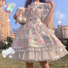 Load image into Gallery viewer, Japanese Sweet Kawaii Jsk Lolita Dress Women Vintage Victorian Gothic Cartoon Sleeveless Bow Lace Princess Tea Party Dresses
